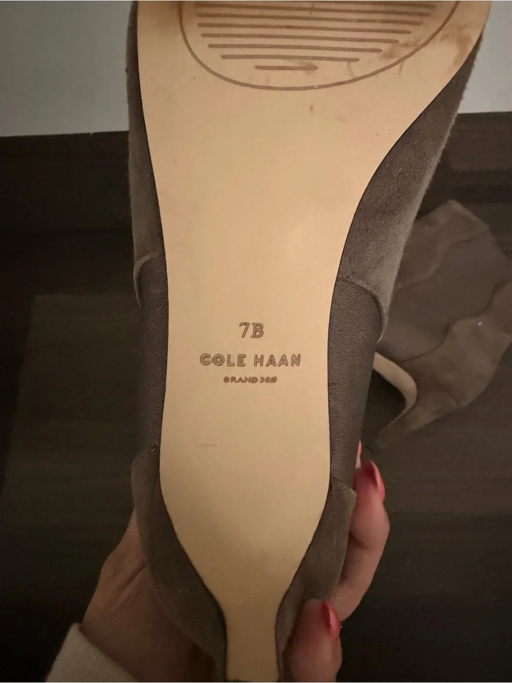 Cole Haan Taupe Suede Pointed-Toe Ankle Booties